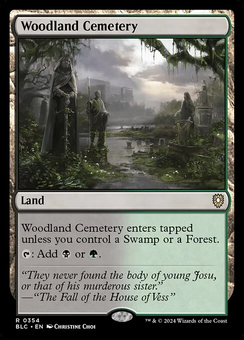 Woodland Cemetery, carta Magic di tipo Land illustrata da Christine Choi