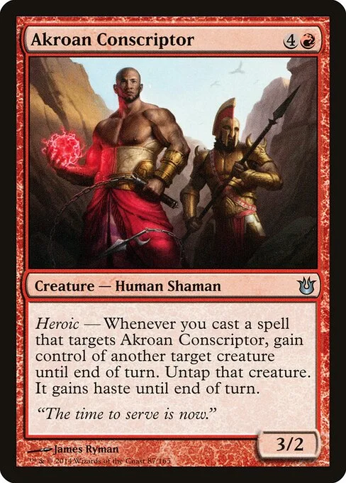 Akroan Conscriptor, carta Magic di tipo Creature — Human Shaman illustrata da James Ryman