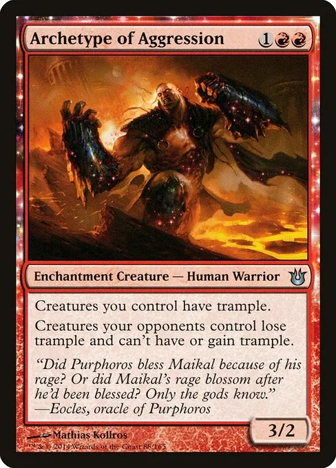 Archetype of Aggression, carta Magic di tipo Enchantment Creature — Human Warrior illustrata da Mathias Kollros