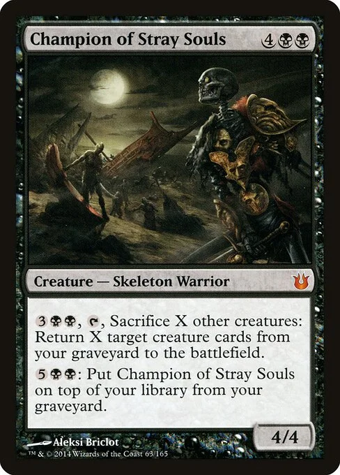Champion of Stray Souls, carta Magic di tipo Creature — Skeleton Warrior illustrata da Aleksi Briclot