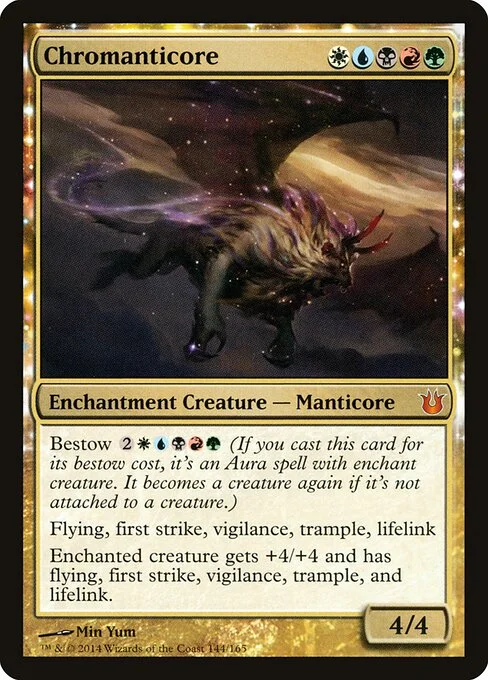 Chromanticore, carta Magic di tipo Enchantment Creature — Manticore illustrata da Min Yum