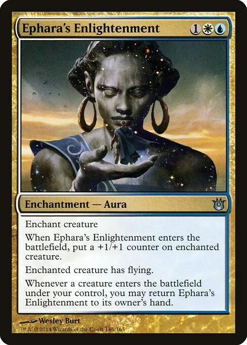 Ephara's Enlightenment, carta Magic di tipo Enchantment — Aura illustrata da Wesley Burt