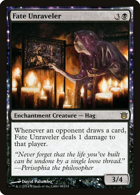 Fate Unraveler, carta Magic di tipo Enchantment Creature — Hag illustrata da David Palumbo