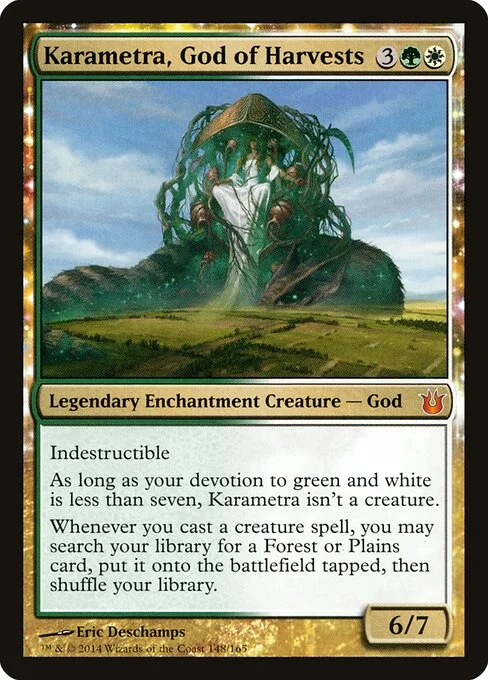 Karametra, God of Harvests, carta Magic di tipo Legendary Enchantment Creature — God illustrata da Eric Deschamps