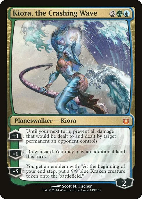 Kiora, the Crashing Wave, carta Magic di tipo Legendary Planeswalker — Kiora illustrata da Scott M. Fischer