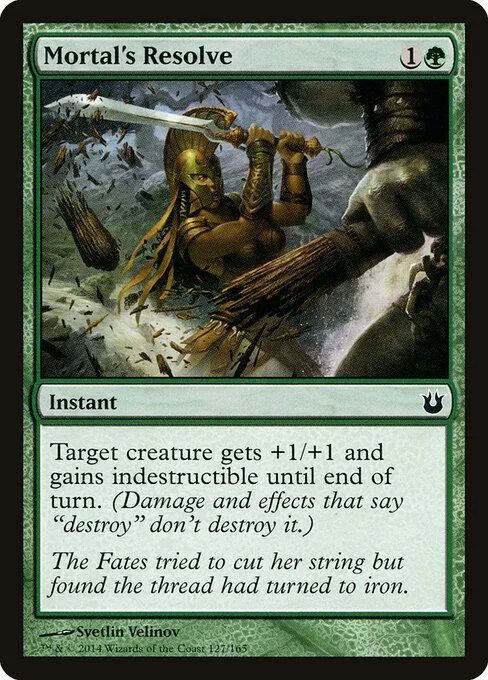 Mortal's Resolve, carta Magic di tipo Instant illustrata da Svetlin Velinov