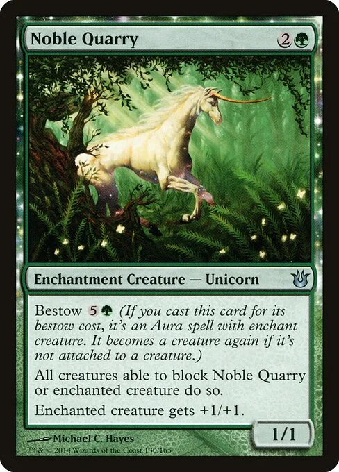 Noble Quarry, carta Magic di tipo Enchantment Creature — Unicorn illustrata da Michael C. Hayes