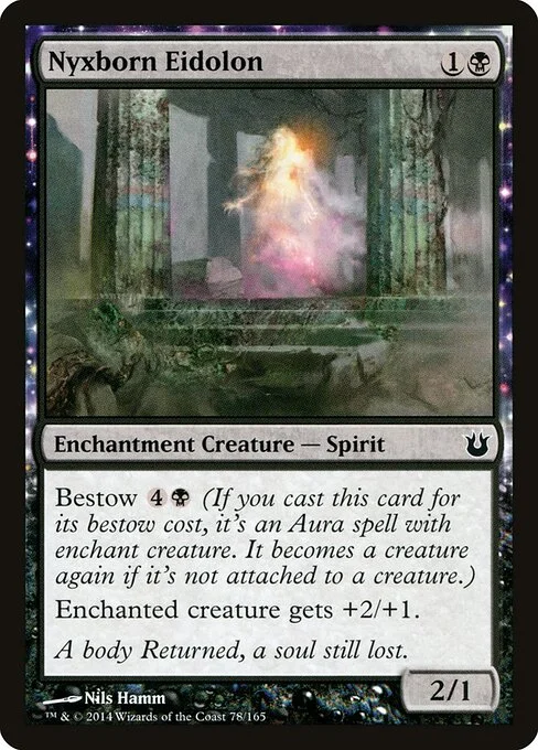 Nyxborn Eidolon, carta Magic di tipo Enchantment Creature — Spirit illustrata da Nils Hamm