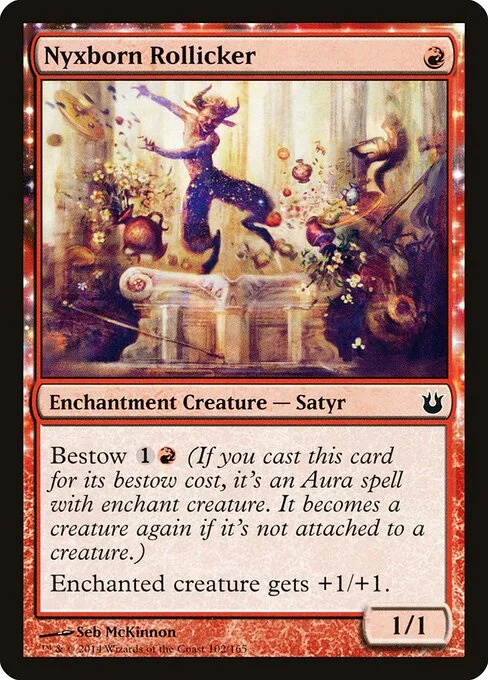 Nyxborn Rollicker, carta Magic di tipo Enchantment Creature — Satyr illustrata da Seb McKinnon