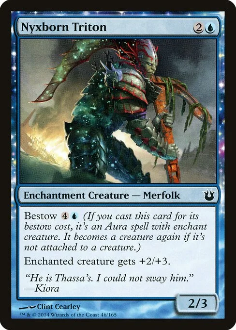 Nyxborn Triton, carta Magic di tipo Enchantment Creature — Merfolk illustrata da Clint Cearley
