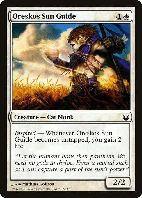 Oreskos Sun Guide, carta Magic di tipo Creature — Cat Monk illustrata da Mathias Kollros
