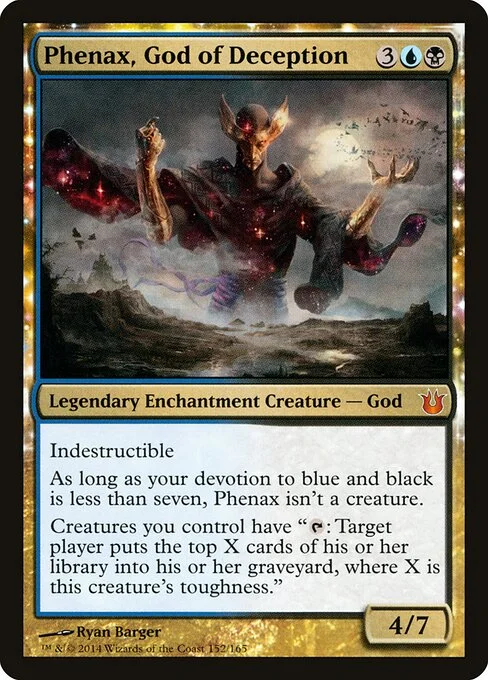 Phenax, God of Deception, carta Magic di tipo Legendary Enchantment Creature — God illustrata da Ryan Barger
