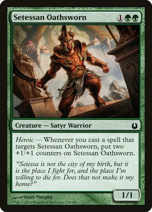 Setessan Oathsworn, carta Magic di tipo Creature — Satyr Warrior illustrata da Scott Murphy