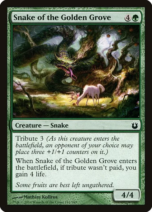 Snake of the Golden Grove, carta Magic di tipo Creature — Snake illustrata da Mathias Kollros