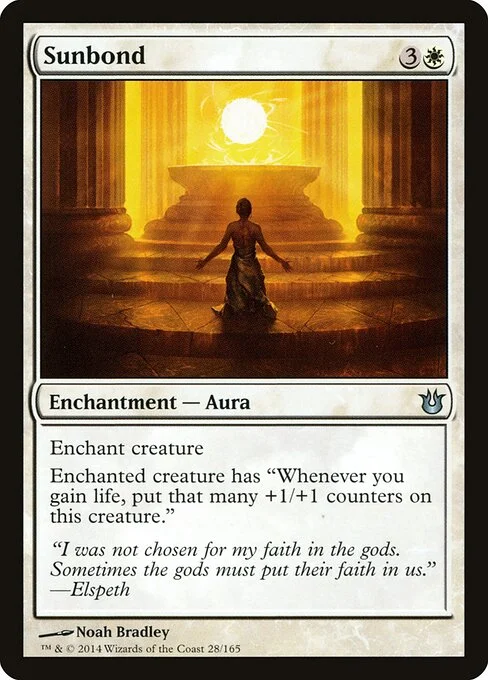Sunbond, carta Magic di tipo Enchantment — Aura illustrata da Noah Bradley