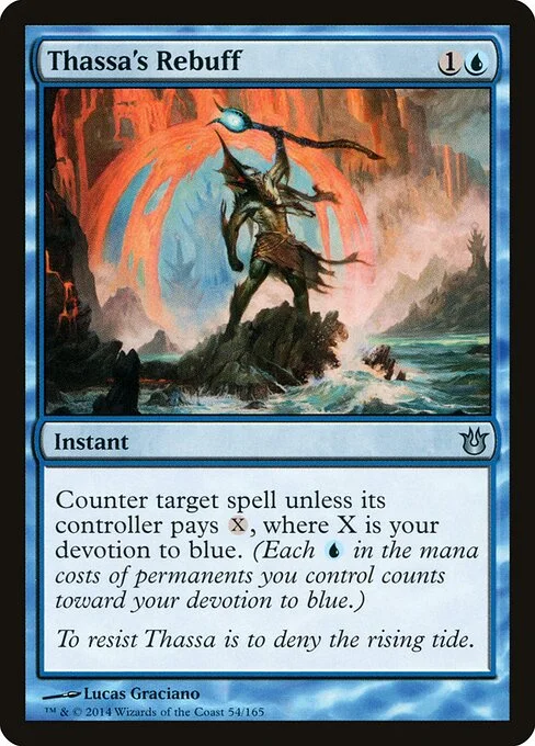 Thassa's Rebuff, carta Magic di tipo Instant illustrata da Lucas Graciano