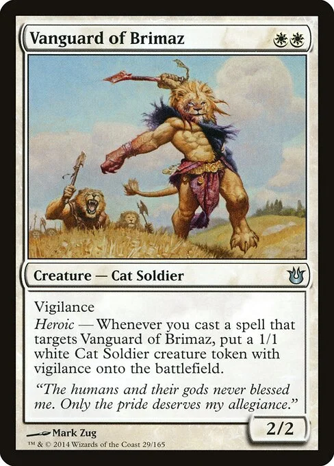 Vanguard of Brimaz, carta Magic di tipo Creature — Cat Soldier illustrata da Mark Zug