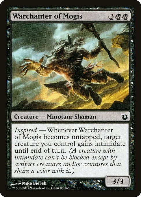 Warchanter of Mogis, carta Magic di tipo Creature — Minotaur Shaman illustrata da Mike Bierek