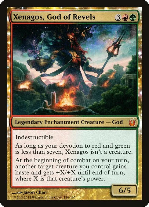 Xenagos, God of Revels, carta Magic di tipo Legendary Enchantment Creature — God illustrata da Jason Chan