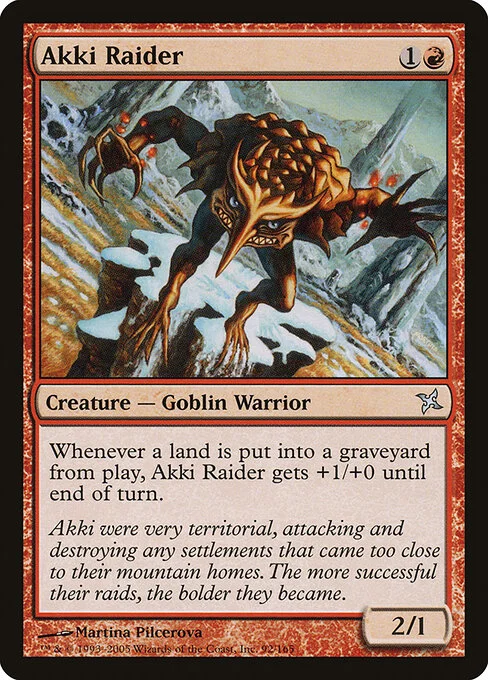 Akki Raider, carta Magic di tipo Creature — Goblin Warrior illustrata da Martina Pilcerova