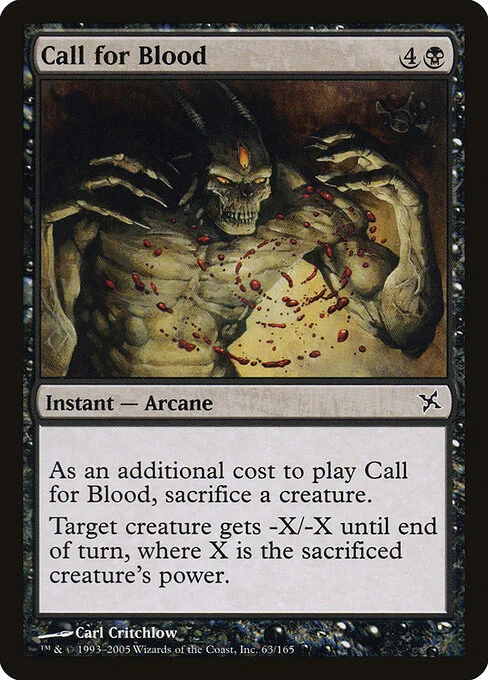 Call for Blood, carta Magic di tipo Instant — Arcane illustrata da Carl Critchlow