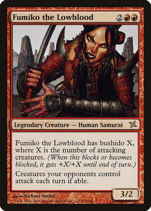 Fumiko the Lowblood, carta Magic di tipo Legendary Creature — Human Samurai illustrata da Michael Sutfin