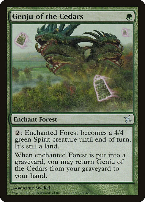 Genju of the Cedars, carta Magic di tipo Enchantment — Aura illustrata da Arnie Swekel