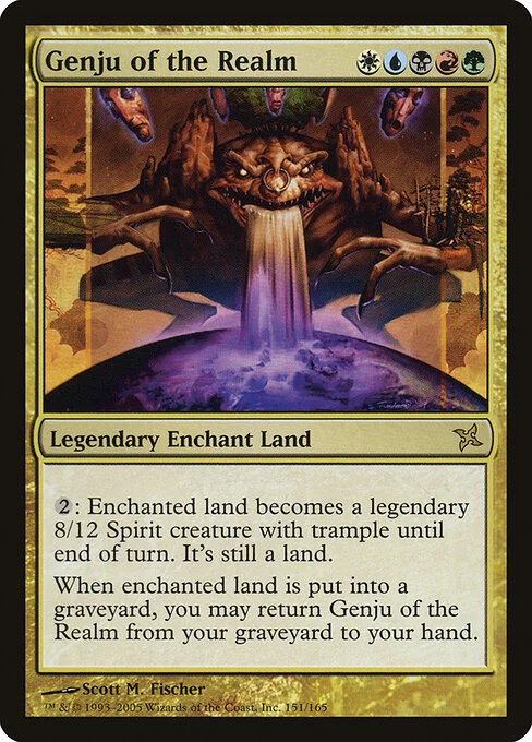 Genju of the Realm, carta Magic di tipo Legendary Enchantment — Aura illustrata da Scott M. Fischer