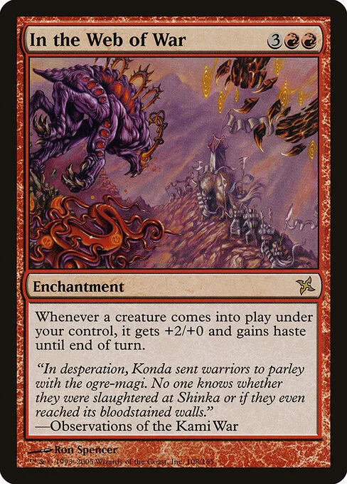 In the Web of War, carta Magic di tipo Enchantment illustrata da Ron Spencer