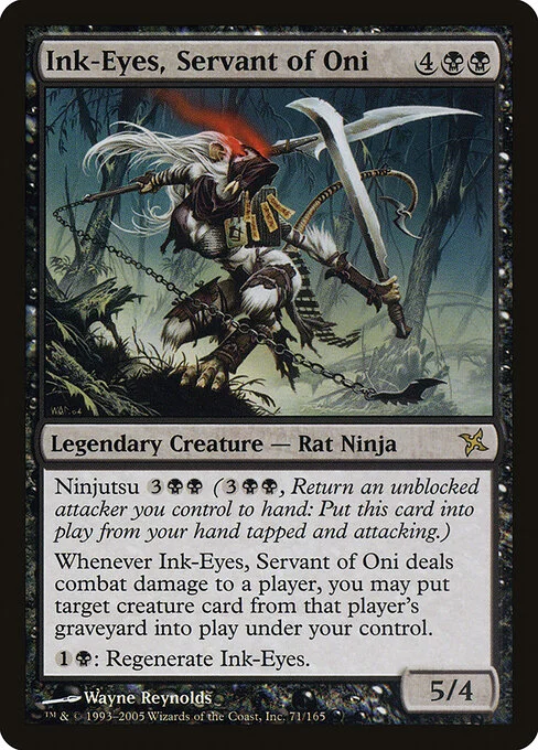 Ink-Eyes, Servant of Oni, carta Magic di tipo Legendary Creature — Rat Ninja illustrata da Wayne Reynolds