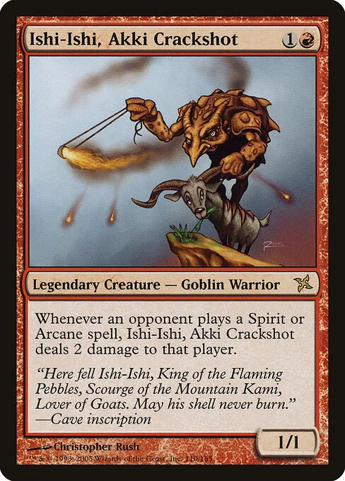 Ishi-Ishi, Akki Crackshot, carta Magic di tipo Legendary Creature — Goblin Warrior illustrata da Christopher Rush