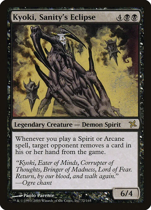Kyoki, Sanity's Eclipse, carta Magic di tipo Legendary Creature — Demon Spirit illustrata da Paolo Parente