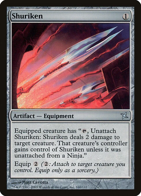 Shuriken, carta Magic di tipo Artifact — Equipment illustrata da Matt Cavotta