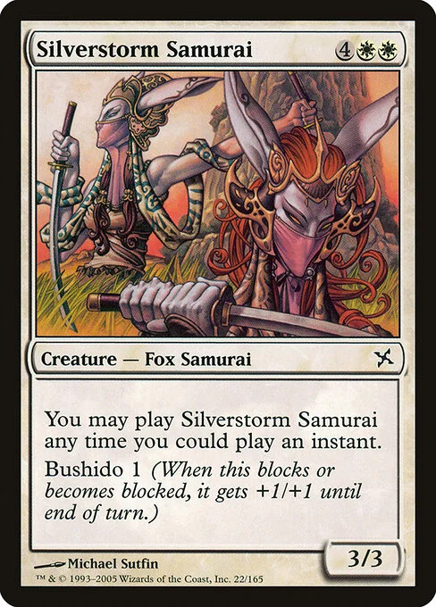 Silverstorm Samurai, carta Magic di tipo Creature — Fox Samurai illustrata da Michael Sutfin