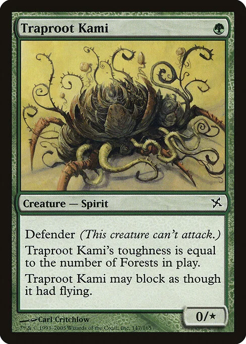 Traproot Kami, carta Magic di tipo Creature — Spirit illustrata da Carl Critchlow