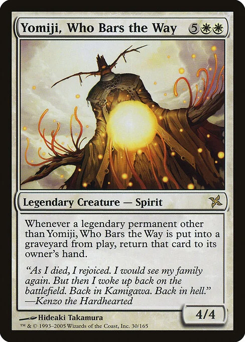 Yomiji, Who Bars the Way, carta Magic di tipo Legendary Creature — Spirit illustrata da Hideaki Takamura