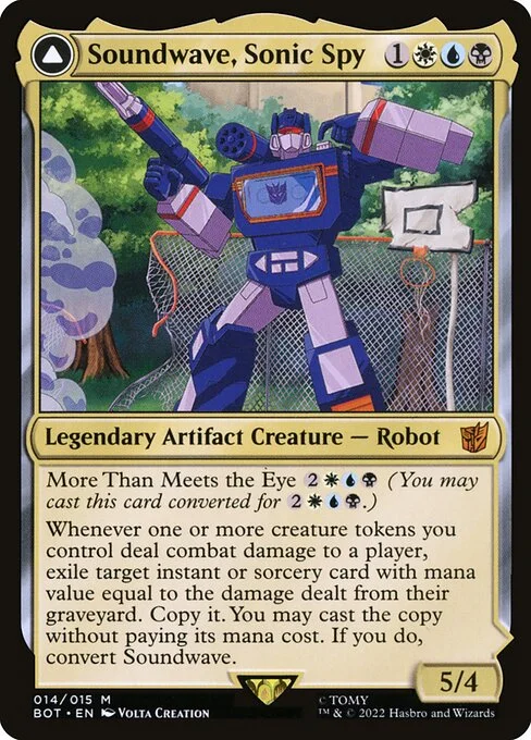 Soundwave, Sonic Spy // Soundwave, Superior Captain, carta Magic di tipo Legendary Artifact Creature — Robot // Legendary Artifact illustrata da Volta Creation