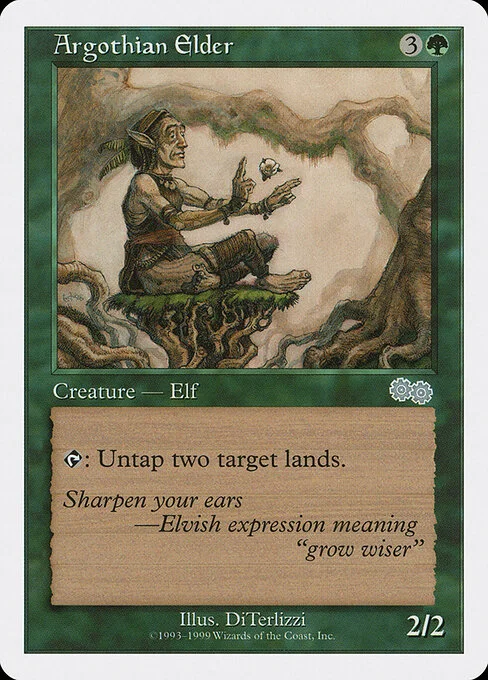 Argothian Elder, carta Magic di tipo Creature — Elf Druid illustrata da DiTerlizzi