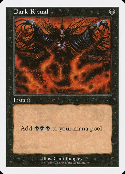 Dark Ritual, carta Magic di tipo Instant illustrata da Clint Langley
