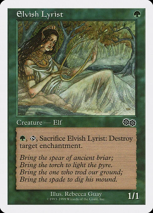 Elvish Lyrist, carta Magic di tipo Creature — Elf illustrata da Rebecca Guay
