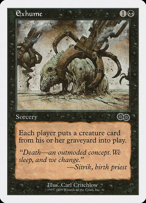 Exhume, carta Magic di tipo Sorcery illustrata da Carl Critchlow
