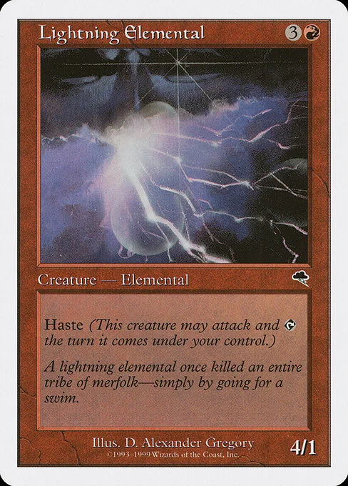 Lightning Elemental, carta Magic di tipo Creature — Elemental illustrata da D. Alexander Gregory