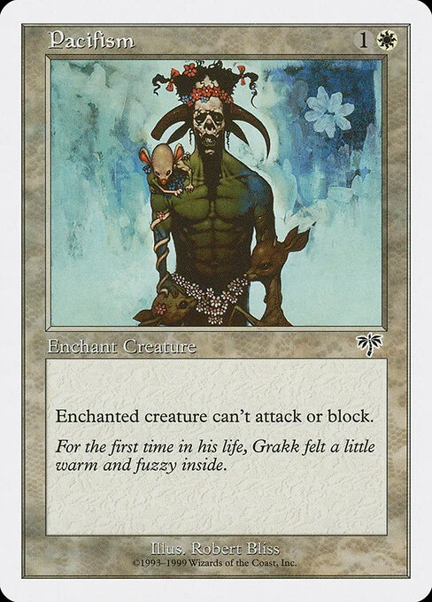 Pacifism, carta Magic di tipo Enchantment — Aura illustrata da Robert Bliss