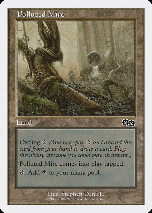 Polluted Mire, carta Magic di tipo Land illustrata da Stephen Daniele
