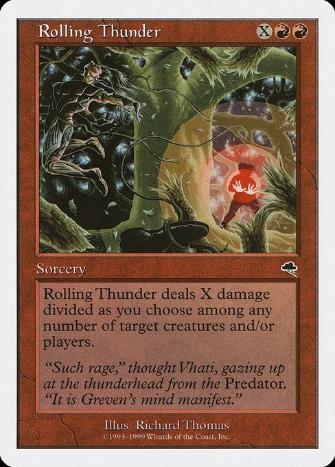 Rolling Thunder, carta Magic di tipo Sorcery illustrata da Richard Thomas