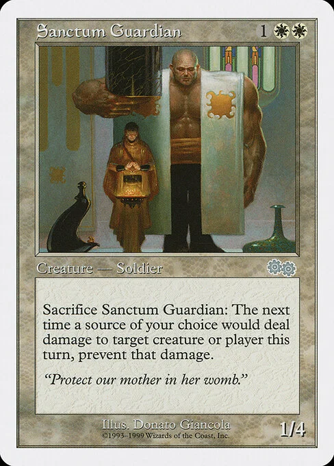 Sanctum Guardian, carta Magic di tipo Creature — Human Cleric illustrata da Donato Giancola