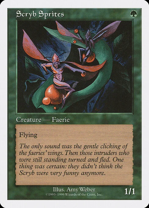 Scryb Sprites, carta Magic di tipo Creature — Faerie illustrata da Amy Weber