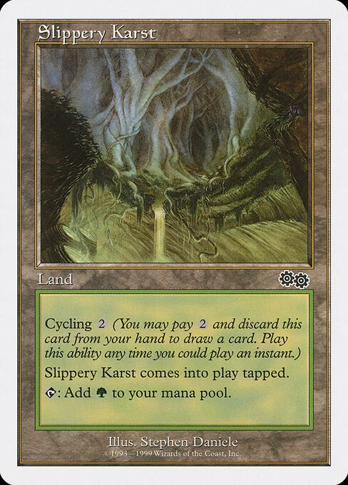 Slippery Karst, carta Magic di tipo Land illustrata da Stephen Daniele