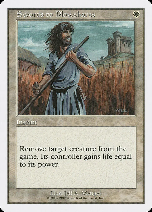 Swords to Plowshares, carta Magic di tipo Instant illustrata da Jeff A. Menges