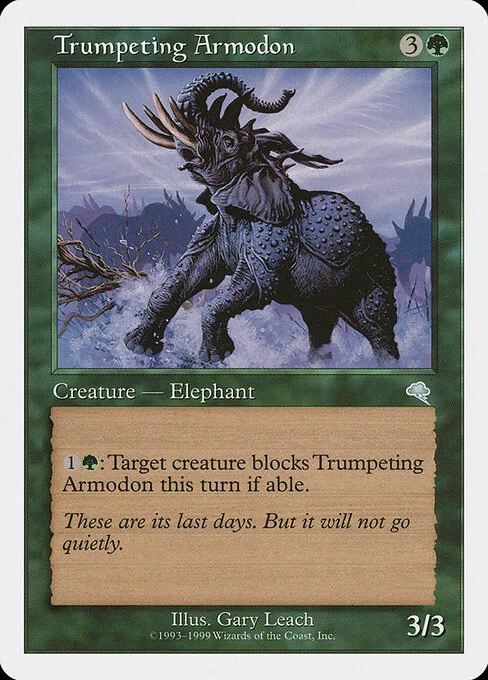 Trumpeting Armodon, carta Magic di tipo Creature — Elephant illustrata da Gary Leach